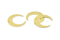 Brass Moon Charm, 12 Raw Brass Crescent Moon Charms With 1 Hole (30x28x0.80mm) A1435