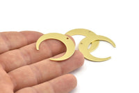 Brass Moon Charm, 12 Raw Brass Crescent Moon Charms With 1 Hole (30x28x0.80mm) A1435