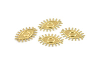 Brass Eye Charm, 24 Raw Brass Eye Pendants With 2 Hole (26x19mm) D1483