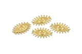 Brass Eye Charm, 24 Raw Brass Eye Pendants With 2 Hole (26x19mm) D1483