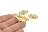 Brass Eye Charm, 24 Raw Brass Eye Pendants With 2 Hole (26x19mm) D1483