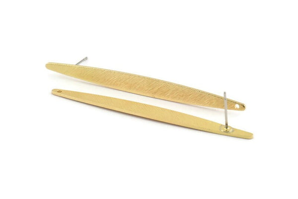 Brass Stick Earring, 6 Textured Raw Brass Stick Stud Earrings With 1 Hole (62x6x1mm) D0697 A1456