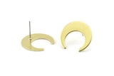 Brass Moon Earring, 8 Raw Brass Crescent Moon Stud Earrings (20x19x0.80mm) A1443 A1453