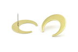 Brass Moon Earring, 8 Raw Brass Crescent Moon Stud Earrings (25x23x0.80mm) A1440 A1452