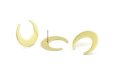 Brass Moon Earring, 8 Raw Brass Crescent Moon Stud Earrings (25x23x0.80mm) A1440 A1452