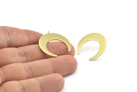 Brass Moon Earring, 8 Raw Brass Crescent Moon Stud Earrings (25x23x0.80mm) A1440 A1452