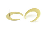 Brass Moon Earring, 8 Raw Brass Crescent Moon Stud Earrings (30x28x0.80mm) A1437 A1451