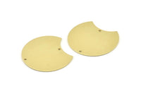 Brass Moon Charm, 4 Raw Brass Moon Stamping Blanks With 2 Holes, Connectors (35x28x0.80mm) M110