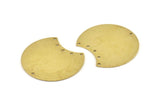 Brass Moon Charm, 4 Raw Brass Moon Stamping Blanks With 6 Holes, Connectors (35x28x0.80mm) M111