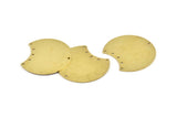 Brass Moon Charm, 4 Raw Brass Moon Stamping Blanks With 6 Holes, Connectors (35x28x0.80mm) M111