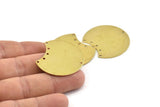 Brass Moon Charm, 4 Raw Brass Moon Stamping Blanks With 6 Holes, Connectors (35x28x0.80mm) M111