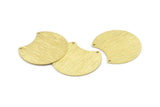 Brass Moon Charm, 4 Textured Raw Brass Moon Stamping Blanks With 2 Holes, Connectors (35x28x0.80mm) M105