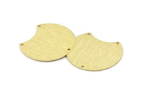 Brass Moon Charm, 4 Textured Raw Brass Moon Stamping Blanks With 3 Holes, Connectors (35x28x0.80mm) M106