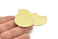 Brass Moon Charm, 4 Textured Raw Brass Moon Stamping Blanks With 3 Holes, Connectors (35x28x0.80mm) M106