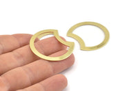 Brass Moon Blank, 10 Raw Brass Moon Stamping Blanks, Connectors (35x28x0.80mm) M114