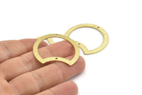 Brass Moon Charm, 10 Textured Raw Brass Moon Charms With 2 Holes, Connectors (35x28x0.80mm) M125