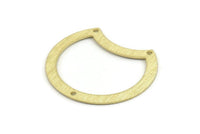 Brass Moon Charm, 10 Textured Raw Brass Moon Charms With 3 Holes, Connectors (35x28x0.80mm) M126