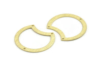 Brass Moon Charm, 10 Textured Raw Brass Moon Charms With 3 Holes, Connectors (35x28x0.80mm) M126