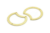 Brass Moon Charm, 10 Textured Raw Brass Moon Charms With 3 Holes, Connectors (35x28x0.80mm) M126