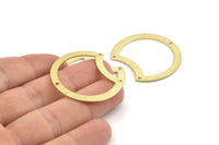 Brass Moon Charm, 10 Textured Raw Brass Moon Charms With 3 Holes, Connectors (35x28x0.80mm) M126