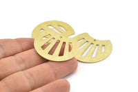 Brass Shell Charm, 4 Textured Raw Brass Shell Charms With 1 Hole (35x28x0.80mm) M129