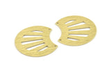 Pirinç Kabuk Kolye, 2 Delikli 4 Dokulu Ham Pirinç Kabuk Tılsımı (35x28x0,80 mm) M130