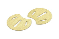 Brass Shell Blank, 4 Textured Raw Brass Shell Stamping Blanks, Findings (35x28x0.80mm) M131