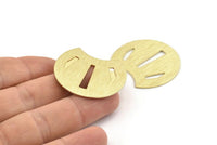 Brass Shell Blank, 4 Textured Raw Brass Shell Stamping Blanks, Findings (35x28x0.80mm) M131