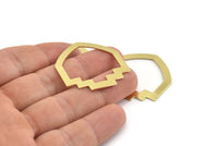 Brass Mushroom Blank, 8 Raw Brass Mushroom Shaped Connectors, Findings (33x33x0.80mm) M134