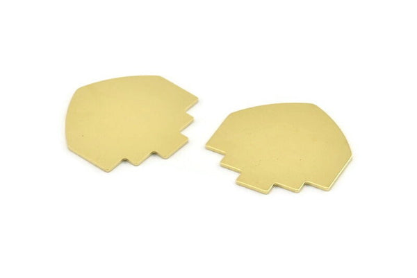 Brass Mushroom Blank, 6 Raw Brass Mushroom Shaped Stamping Blanks, Findings (26x26x0.80mm) M112