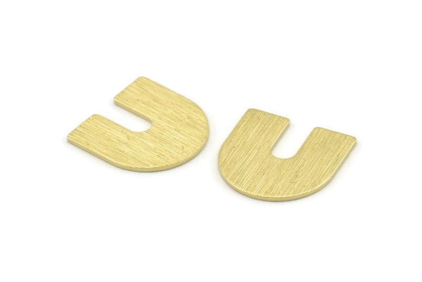 Brass U Shaped Blank, 24 Textured Raw Brass U Shaped Stamping Blanks, Findings (15x0.80mm) M162