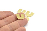 Brass U Shaped Blank, 24 Textured Raw Brass U Shaped Stamping Blanks, Findings (15x0.80mm) M162