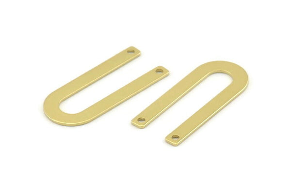 Brass U Shaped Charm, 12 Raw Brass U Shaped Charms With 2 Holes, Connectors, Blanks (30x13x0.80mm) M165
