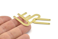 Brass U Shaped Charm, 12 Raw Brass U Shaped Charms With 2 Holes, Connectors, Blanks (30x13x0.80mm) M165