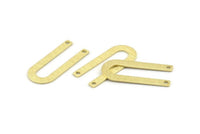 Brass U Shaped Charm, 12 Textured Raw Brass U Shaped Charms With 2 Holes, Connectors, Blanks (30x13x0.80mm) M169