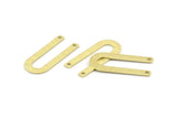 Brass U Shaped Charm, 12 Textured Raw Brass U Shaped Charms With 2 Holes, Connectors, Blanks (30x13x0.80mm) M169