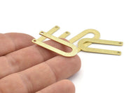 Brass U Shaped Charm, 12 Textured Raw Brass U Shaped Charms With 2 Holes, Connectors, Blanks (30x13x0.80mm) M169