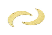 Brass Moon Charm, 10 Textured Raw Brass Crescent Moon Charms With 3 Holes, Connectors (35x9x0.80mm) M174