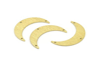 Brass Moon Charm, 10 Textured Raw Brass Crescent Moon Charms With 3 Holes, Connectors (35x9x0.80mm) M174