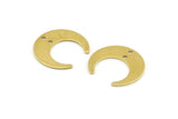 Brass Moon Charm, 24 Raw Brass Crescent Moon With 2 Holes, Connectors (20x19x0.80mm) A1441