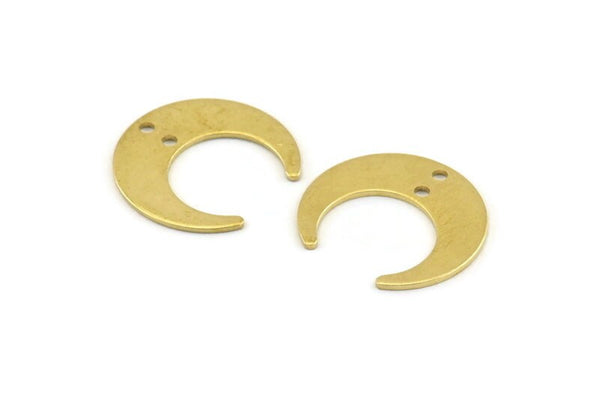 Brass Moon Charm, 24 Raw Brass Crescent Moon With 2 Holes, Connectors (20x19x0.80mm) A1441