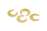 Brass Moon Charm, 24 Raw Brass Crescent Moon With 2 Holes, Connectors (20x19x0.80mm) A1441