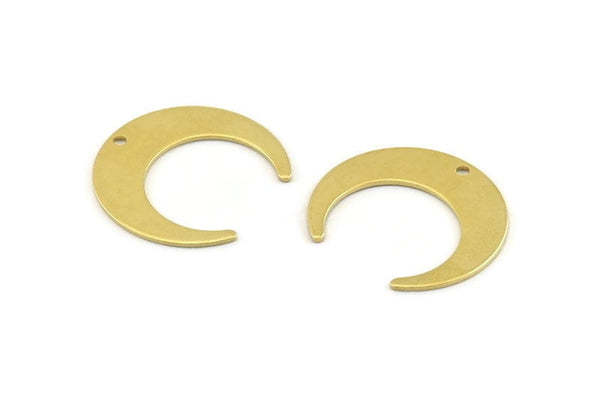 Brass Moon Charm, 12 Raw Brass Crescent Moon With 1 Hole, Earrings (25x23x0.80mm) A1439