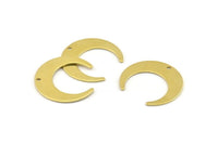 Brass Moon Charm, 12 Raw Brass Crescent Moon With 1 Hole, Earrings (25x23x0.80mm) A1439