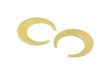 Brass Moon Charm, 12 Raw Brass Crescent Moon Blanks (30x28x0.80mm) A1437