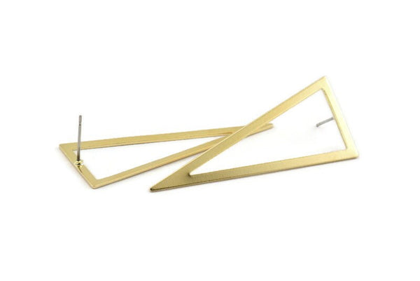 Brass Triangle Earring, 8 Raw Brass Triangle Stud Earrings (50x20x0.80mm) D1350 A1417