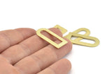 D Shape Charm - 12 Textured Raw Brass D Shape Connectors, Blanks (30x13x0.80mm) M179