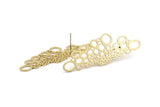 Brass Irregular Earring, 4 Raw Brass Irregular Stud Earrings (56x17x0.80mm) D1339 A1432