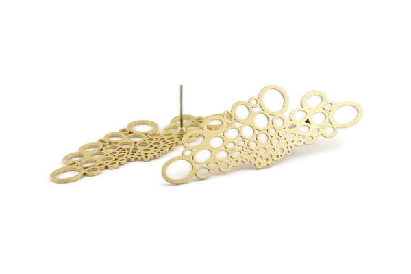 Brass Irregular Earring, 4 Raw Brass Irregular Stud Earrings (56x17x0.80mm) D1339 A1432