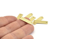 Brass Blank - 24 Textured Raw Brass D Shape Connectors With 2 Holes, Stamping Blanks (23x6x0.80mm) M182